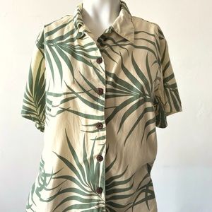 Classic Hawaii Yellow and green palm print shirt